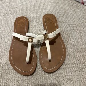 Tory Burch White and Brown Sandals
